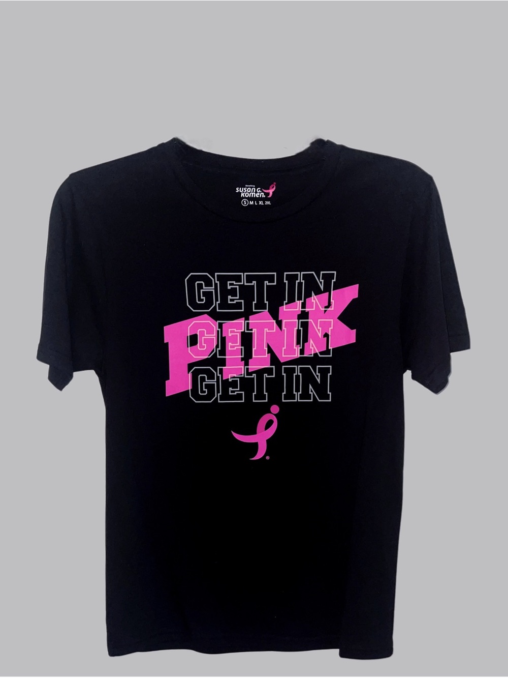 Susan G. Komen Breast Cancer Awareness Short Sleeve Shirt Black -New S